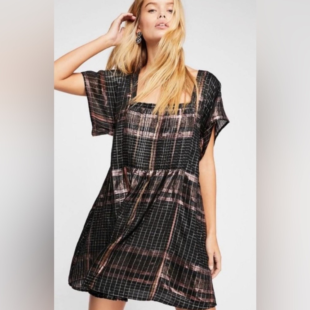Free People Barcelona mini dress, black combo, size Small
